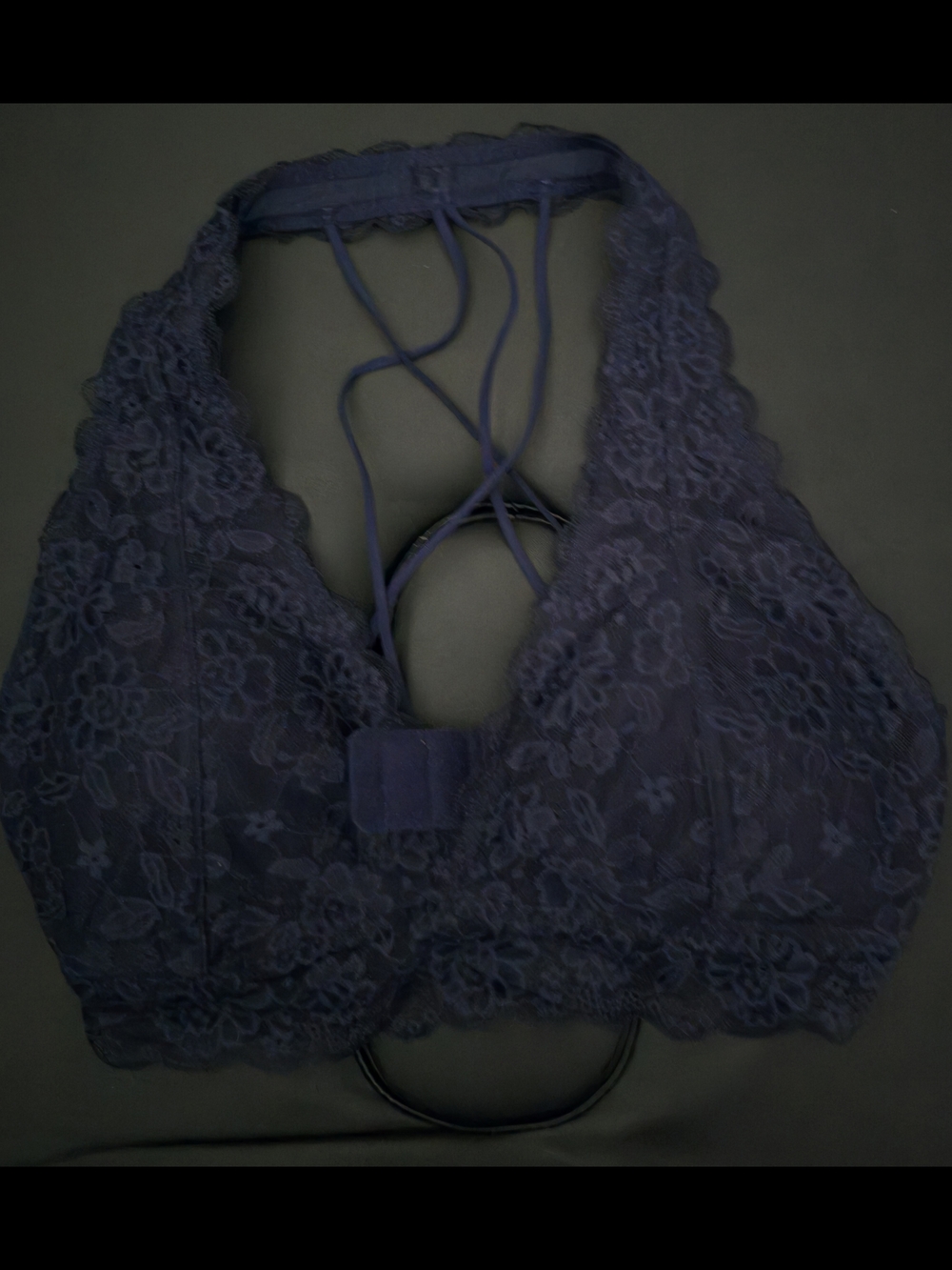 Gilly Hicks Lace Halter Bralette in Navy